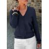 imagePRETTYGARDEN Lightweight Cardigans for Women Trendy 2025 Cozy Fall Fashion Long Sleeve Button V Neck Soft Knit Sweater TopsNavy Blue
