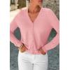 imagePRETTYGARDEN Lightweight Cardigans for Women Trendy 2025 Cozy Fall Fashion Long Sleeve Button V Neck Soft Knit Sweater TopsPink