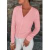 imagePRETTYGARDEN Lightweight Cardigans for Women Trendy 2025 Cozy Fall Fashion Long Sleeve Button V Neck Soft Knit Sweater TopsPink