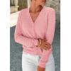 imagePRETTYGARDEN Lightweight Cardigans for Women Trendy 2025 Cozy Fall Fashion Long Sleeve Button V Neck Soft Knit Sweater TopsPink