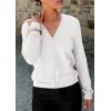 imagePRETTYGARDEN Lightweight Cardigans for Women Trendy 2025 Cozy Fall Fashion Long Sleeve Button V Neck Soft Knit Sweater TopsWhite