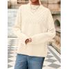 imagePRETTYGARDEN Oversized Sweaters for Women 2025 Fall Cute Cable Knit Long Sleeve Crewneck Chunky Pullover Tops Winter ClothingBeige