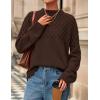 imagePRETTYGARDEN Oversized Sweaters for Women 2025 Fall Cute Cable Knit Long Sleeve Crewneck Chunky Pullover Tops Winter ClothingBrown