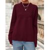 imagePRETTYGARDEN Oversized Sweaters for Women 2025 Fall Cute Cable Knit Long Sleeve Crewneck Chunky Pullover Tops Winter ClothingBurgundy