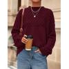 imagePRETTYGARDEN Oversized Sweaters for Women 2025 Fall Cute Cable Knit Long Sleeve Crewneck Chunky Pullover Tops Winter ClothingBurgundy