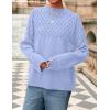 imagePRETTYGARDEN Oversized Sweaters for Women 2025 Fall Cute Cable Knit Long Sleeve Crewneck Chunky Pullover Tops Winter ClothingLight Blue