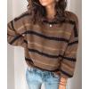 imagePRETTYGARDEN Sweaters for Women 2025 Long Sleeve Striped Knitted V Neck Pullover Jumper Tops Fall Outfits Fashion ClothingNarrow Striped Brown