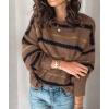 imagePRETTYGARDEN Sweaters for Women 2025 Long Sleeve Striped Knitted V Neck Pullover Jumper Tops Fall Outfits Fashion ClothingNarrow Striped Brown