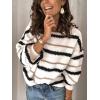imagePRETTYGARDEN Sweaters for Women 2025 Long Sleeve Striped Knitted V Neck Pullover Jumper Tops Fall Outfits Fashion ClothingNarrow Striped White