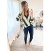 imagePRETTYGARDEN Sweaters for Women 2025 Long Sleeve Striped Knitted V Neck Pullover Jumper Tops Fall Outfits Fashion ClothingStriped Army Green
