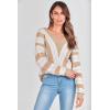 imagePRETTYGARDEN Sweaters for Women 2025 Long Sleeve Striped Knitted V Neck Pullover Jumper Tops Fall Outfits Fashion ClothingStriped Beige