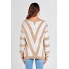 imagePRETTYGARDEN Sweaters for Women 2025 Long Sleeve Striped Knitted V Neck Pullover Jumper Tops Fall Outfits Fashion ClothingStriped Beige