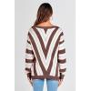 imagePRETTYGARDEN Sweaters for Women 2025 Long Sleeve Striped Knitted V Neck Pullover Jumper Tops Fall Outfits Fashion ClothingStriped Brown