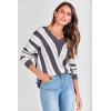 imagePRETTYGARDEN Sweaters for Women 2025 Long Sleeve Striped Knitted V Neck Pullover Jumper Tops Fall Outfits Fashion ClothingStriped Dark Grey