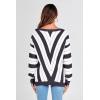 imagePRETTYGARDEN Sweaters for Women 2025 Long Sleeve Striped Knitted V Neck Pullover Jumper Tops Fall Outfits Fashion ClothingStriped Dark Grey