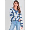 imagePRETTYGARDEN Sweaters for Women 2025 Long Sleeve Striped Knitted V Neck Pullover Jumper Tops Fall Outfits Fashion ClothingStriped Dark Royal Blue