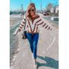 imagePRETTYGARDEN Sweaters for Women 2025 Long Sleeve Striped Knitted V Neck Pullover Jumper Tops Fall Outfits Fashion ClothingStriped Rust Red