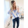 imagePRETTYGARDEN Sweaters for Women 2025 Long Sleeve Striped Knitted V Neck Pullover Jumper Tops Fall Outfits Fashion ClothingStriped Sky Blue