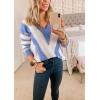 imagePRETTYGARDEN Sweaters for Women 2025 Long Sleeve Striped Knitted V Neck Pullover Jumper Tops Fall Outfits Fashion ClothingStriped Sky Blue