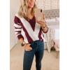imagePRETTYGARDEN Sweaters for Women 2025 Long Sleeve Striped Knitted V Neck Pullover Jumper Tops Fall Outfits Fashion ClothingStriped Wine Red