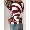 imagePRETTYGARDEN Sweaters for Women 2025 Long Sleeve Striped Knitted V Neck Pullover Jumper Tops Fall Outfits Fashion ClothingStriped Wine Red