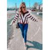 imagePRETTYGARDEN Sweaters for Women 2025 Long Sleeve Striped Knitted V Neck Pullover Jumper Tops Fall Outfits Fashion ClothingStriped Wine Red