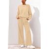 imagePRETTYGARDEN Women 2 Piece Outfits 2025 Fall Sweatsuits Crewneck Sweatshirt Wide Leg Sweatpants Lounge Sets TracksuitApricot