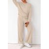 imagePRETTYGARDEN Women 2 Piece Outfits 2025 Fall Sweatsuits Crewneck Sweatshirt Wide Leg Sweatpants Lounge Sets TracksuitBeige