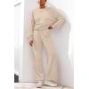 imagePRETTYGARDEN Women 2 Piece Outfits 2025 Fall Sweatsuits Crewneck Sweatshirt Wide Leg Sweatpants Lounge Sets TracksuitBeige