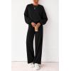 imagePRETTYGARDEN Women 2 Piece Outfits 2025 Fall Sweatsuits Crewneck Sweatshirt Wide Leg Sweatpants Lounge Sets TracksuitBlack