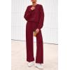 imagePRETTYGARDEN Women 2 Piece Outfits 2025 Fall Sweatsuits Crewneck Sweatshirt Wide Leg Sweatpants Lounge Sets TracksuitBurgundy