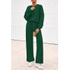 imagePRETTYGARDEN Women 2 Piece Outfits 2025 Fall Sweatsuits Crewneck Sweatshirt Wide Leg Sweatpants Lounge Sets TracksuitDark Green
