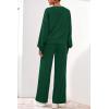 imagePRETTYGARDEN Women 2 Piece Outfits 2025 Fall Sweatsuits Crewneck Sweatshirt Wide Leg Sweatpants Lounge Sets TracksuitDark Green