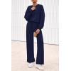 imagePRETTYGARDEN Women 2 Piece Outfits 2025 Fall Sweatsuits Crewneck Sweatshirt Wide Leg Sweatpants Lounge Sets TracksuitNavy Blue