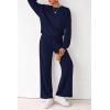 imagePRETTYGARDEN Women 2 Piece Outfits 2025 Fall Sweatsuits Crewneck Sweatshirt Wide Leg Sweatpants Lounge Sets TracksuitNavy Blue