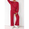 imagePRETTYGARDEN Women 2 Piece Outfits 2025 Fall Sweatsuits Crewneck Sweatshirt Wide Leg Sweatpants Lounge Sets TracksuitRed