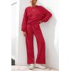 imagePRETTYGARDEN Women 2 Piece Outfits 2025 Fall Sweatsuits Crewneck Sweatshirt Wide Leg Sweatpants Lounge Sets TracksuitRed