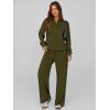 imagePRETTYGARDEN Women Fall 2 Piece Outfits Sweatsuits Quarter Button Long Sleeve Sweatshirt Wide Leg Pants Tracksuit Lounge SetsArmy Green