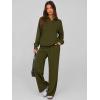 imagePRETTYGARDEN Women Fall 2 Piece Outfits Sweatsuits Quarter Button Long Sleeve Sweatshirt Wide Leg Pants Tracksuit Lounge SetsArmy Green