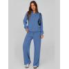imagePRETTYGARDEN Women Fall 2 Piece Outfits Sweatsuits Quarter Button Long Sleeve Sweatshirt Wide Leg Pants Tracksuit Lounge SetsBlue