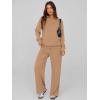 imagePRETTYGARDEN Women Fall 2 Piece Outfits Sweatsuits Quarter Button Long Sleeve Sweatshirt Wide Leg Pants Tracksuit Lounge SetsCamel