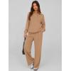 imagePRETTYGARDEN Women Fall 2 Piece Outfits Sweatsuits Quarter Button Long Sleeve Sweatshirt Wide Leg Pants Tracksuit Lounge SetsCamel