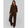 imagePRETTYGARDEN Women Fall 2 Piece Outfits Sweatsuits Quarter Button Long Sleeve Sweatshirt Wide Leg Pants Tracksuit Lounge SetsDark Brown