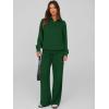 imagePRETTYGARDEN Women Fall 2 Piece Outfits Sweatsuits Quarter Button Long Sleeve Sweatshirt Wide Leg Pants Tracksuit Lounge SetsDark Green