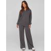 imagePRETTYGARDEN Women Fall 2 Piece Outfits Sweatsuits Quarter Button Long Sleeve Sweatshirt Wide Leg Pants Tracksuit Lounge SetsDark Grey