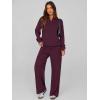 imagePRETTYGARDEN Women Fall 2 Piece Outfits Sweatsuits Quarter Button Long Sleeve Sweatshirt Wide Leg Pants Tracksuit Lounge SetsDark Wine Red