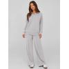 imagePRETTYGARDEN Women Fall 2 Piece Outfits Sweatsuits Quarter Button Long Sleeve Sweatshirt Wide Leg Pants Tracksuit Lounge SetsLight Grey