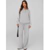 imagePRETTYGARDEN Women Fall 2 Piece Outfits Sweatsuits Quarter Button Long Sleeve Sweatshirt Wide Leg Pants Tracksuit Lounge SetsLight Grey