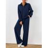 imagePRETTYGARDEN Women Fall 2 Piece Outfits Sweatsuits Quarter Button Long Sleeve Sweatshirt Wide Leg Pants Tracksuit Lounge SetsNavy