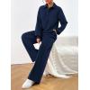 imagePRETTYGARDEN Women Fall 2 Piece Outfits Sweatsuits Quarter Button Long Sleeve Sweatshirt Wide Leg Pants Tracksuit Lounge SetsNavy